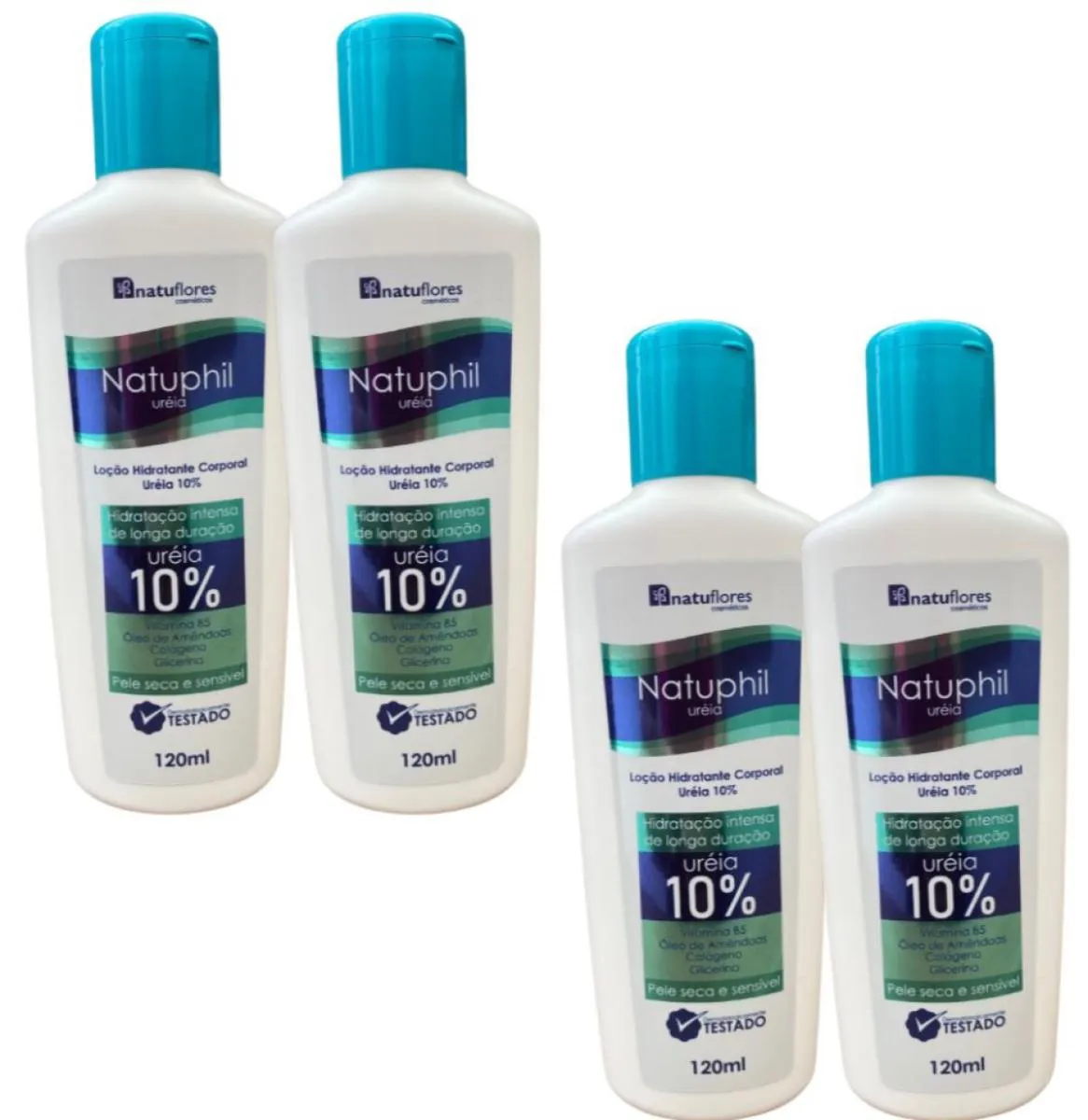 LOÇÃO HIDRATANTE CORPORAL URÉIA 10% NATUPHIL 120ML NATUFLORES 4UN