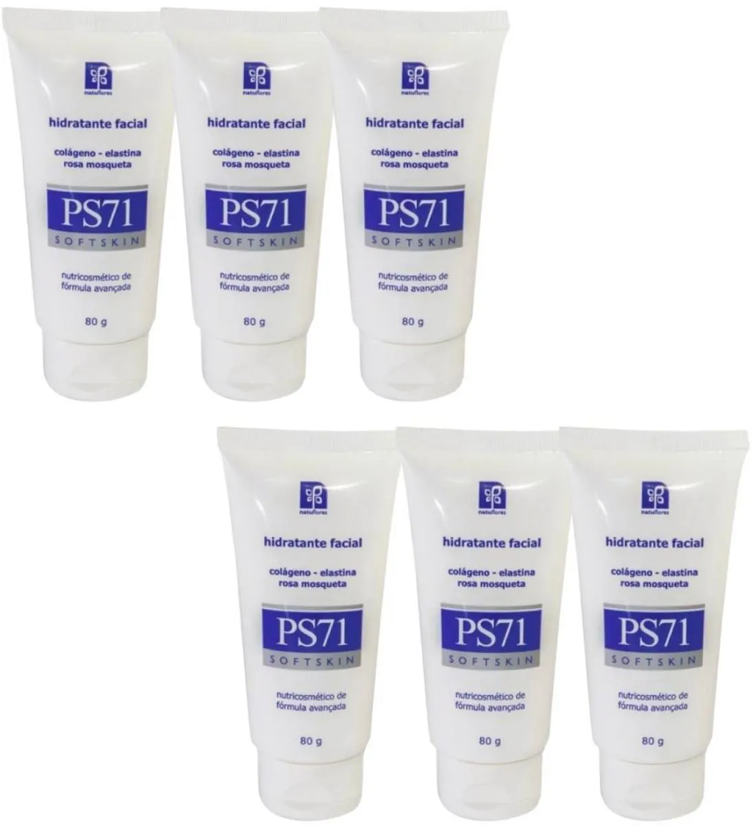 HIDRATANTE FACIAL COLAGENO ROSA MOSQUETA  PS71  80GR NATUFLORES KIT 6UND