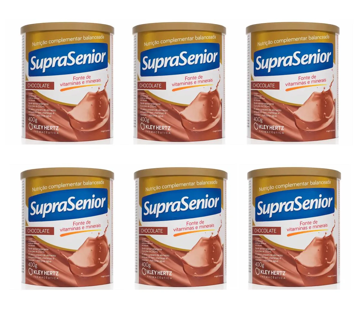 KIT 6 SUPLEMENTO SUPRASENIOR VITAMINAS  CHOCOLATE 400G