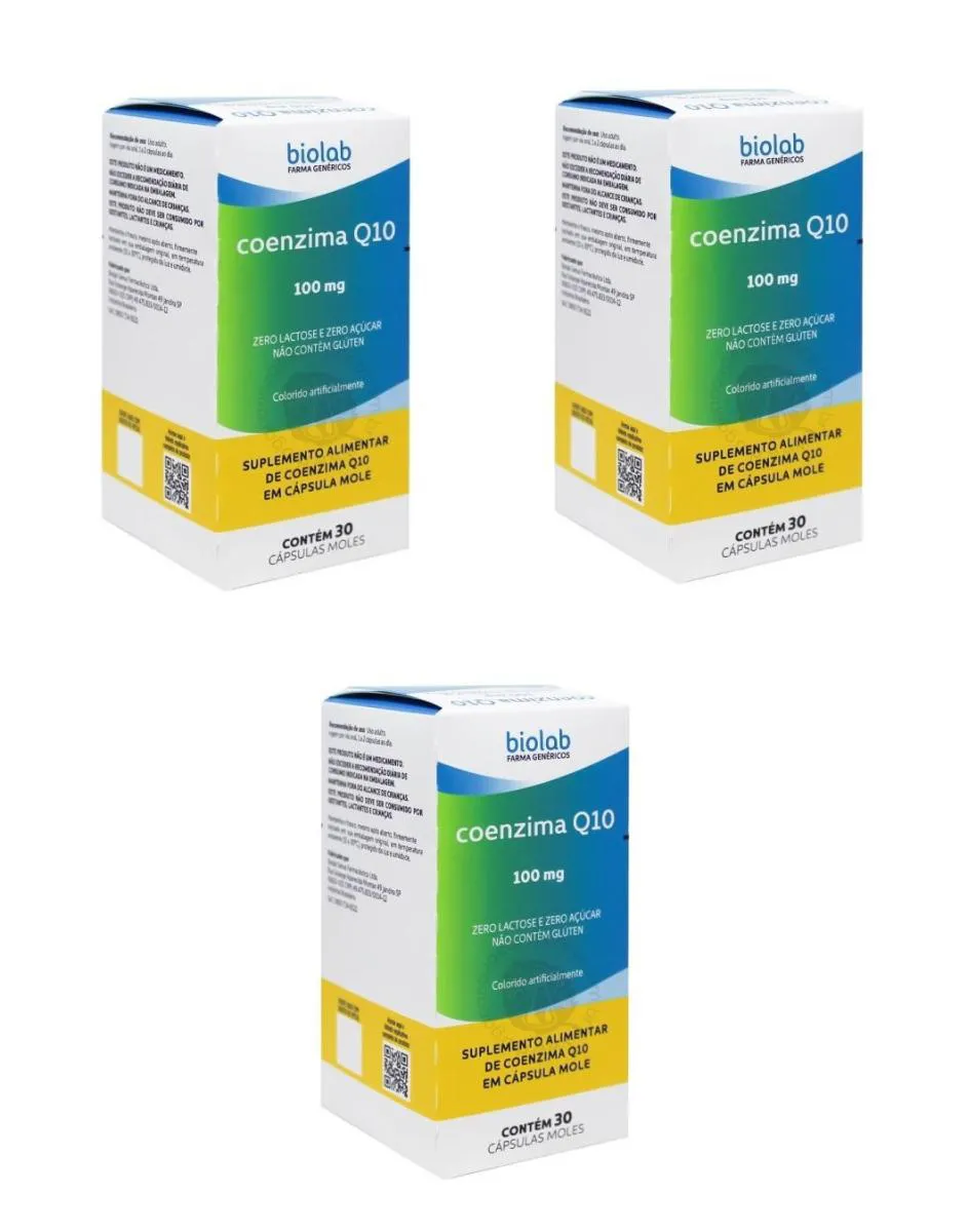 KIT 3 SUPLEMENTO BIOLAB COENZIMA Q10 IMUNIDADE 30CPS