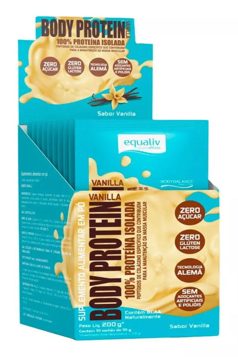 BODY PROTEIN VANILLA EQUALIV PROTEíNA COLáGENO 10 SACHêS 20G
