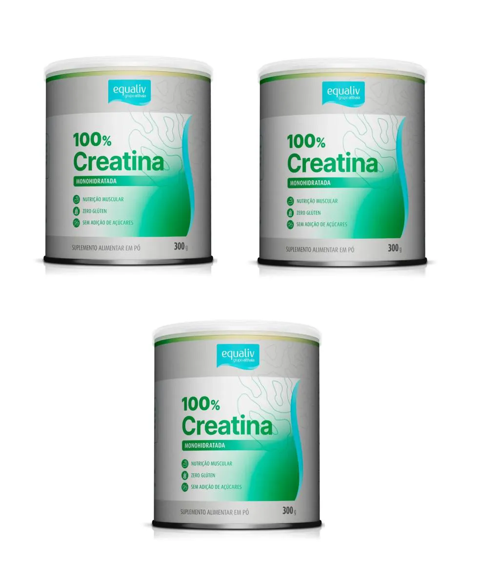 KIT 3 SUPLEMENTO EQUALIV 100% CREATINA MONOHIDRATADA  300G