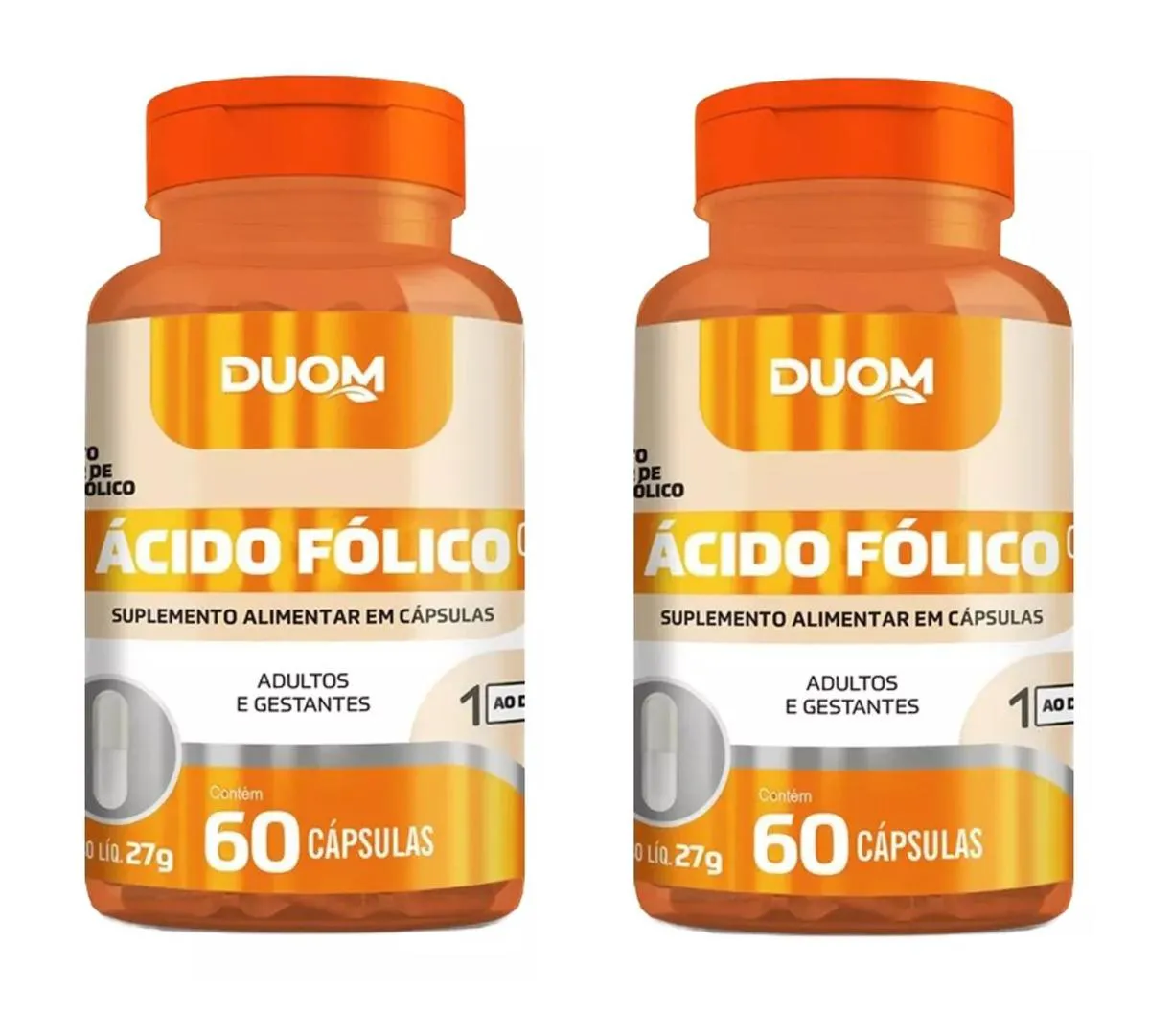KIT 2 SUPLEMENTO ÁCIDO FóLICO VITAMINA B9 DUOM 60CPS