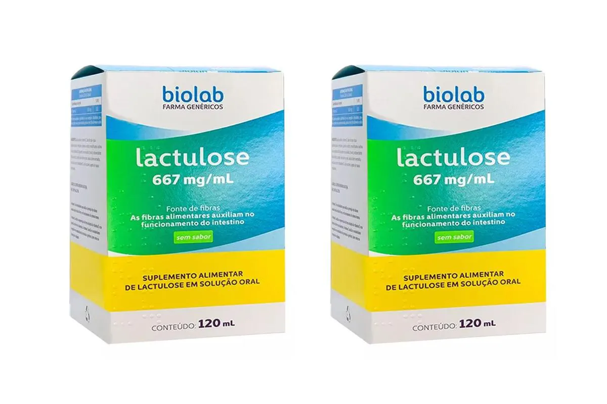 KIT 2 SUPLEMENTO BIOLAB LACTULOSE FIBRAS 667MG/ML COM 120ML