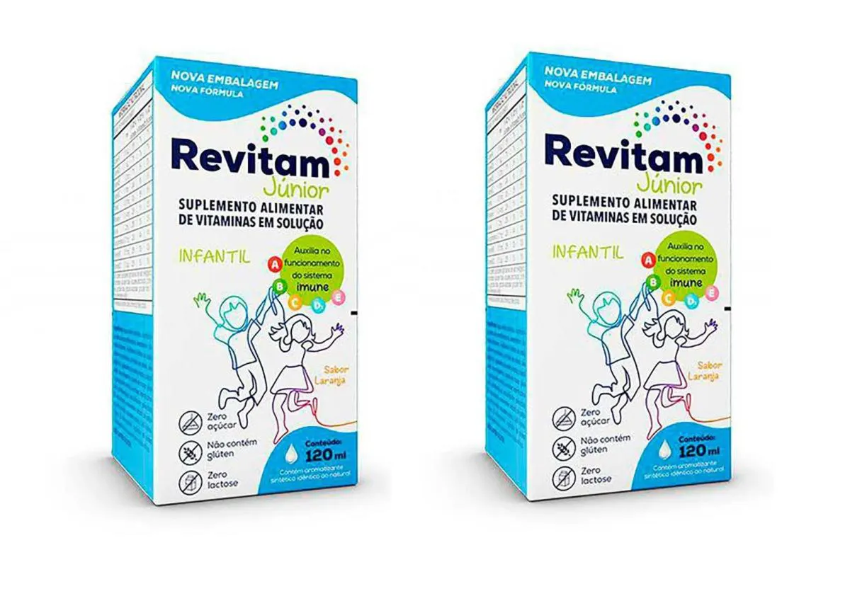 KIT 2 SUPLEMENTO INFANTIL REVITAM JúNIOR SABOR LARANJA 120ML