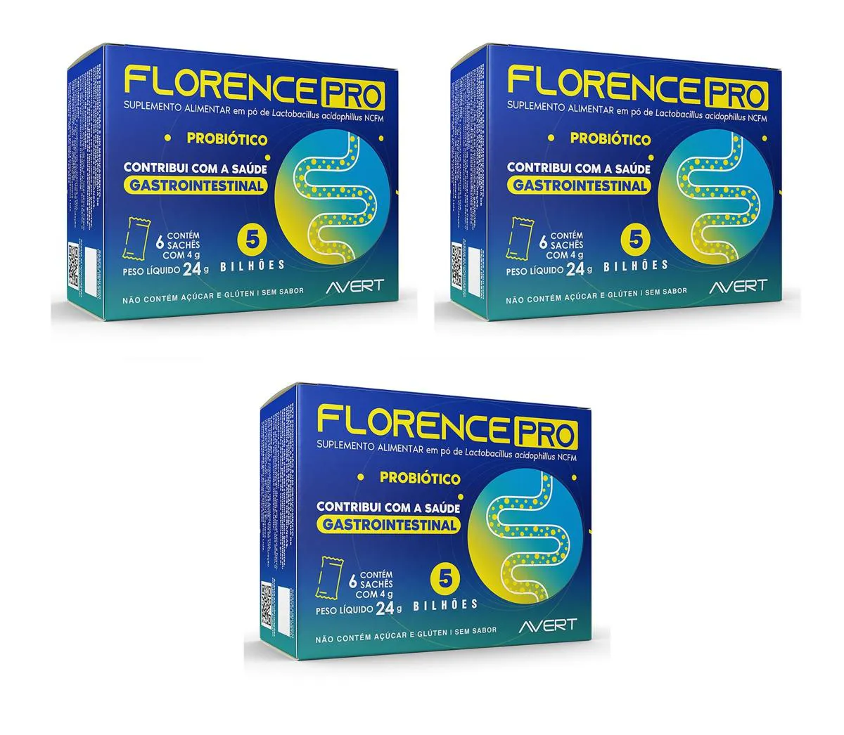 KIT 3 SUPLEMENTO AVERT FLORENCE PRO FLORA INTESTINAL 6SACHêS