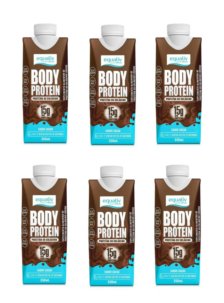 KIT 6 BODY PROTEIN CACAU SHAKE PROTEICO EQUALIV  250ML
