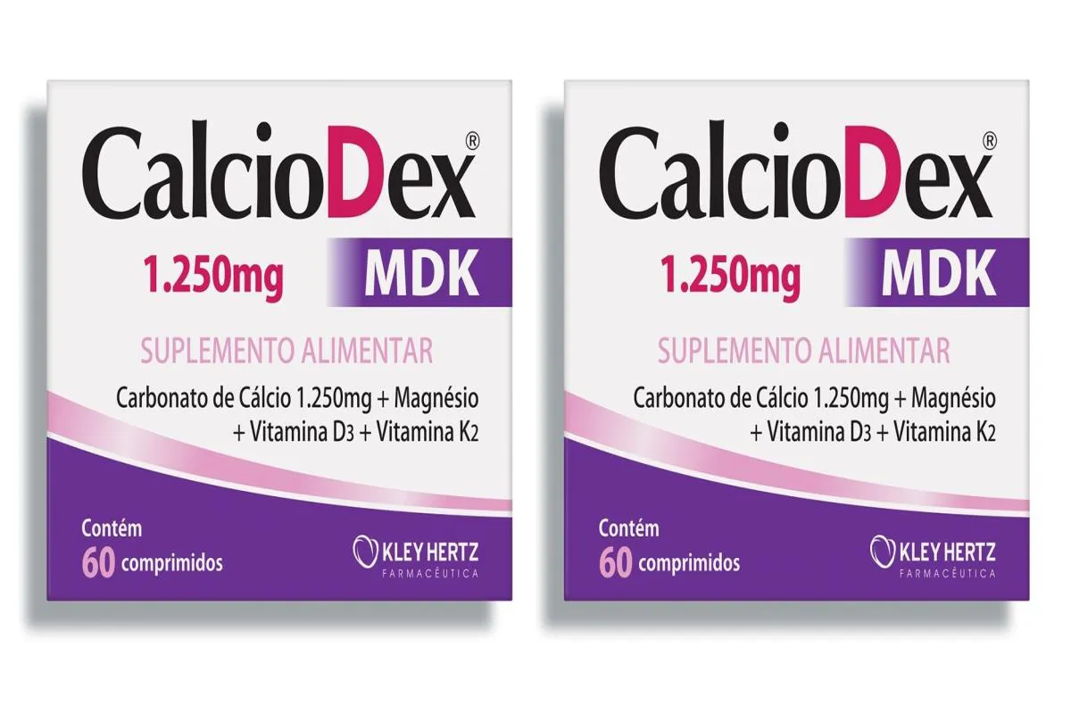 KIT 2 SUPLEMENTO CALCIODEX MDK CáLCIO VITAMINA D E K 60CP