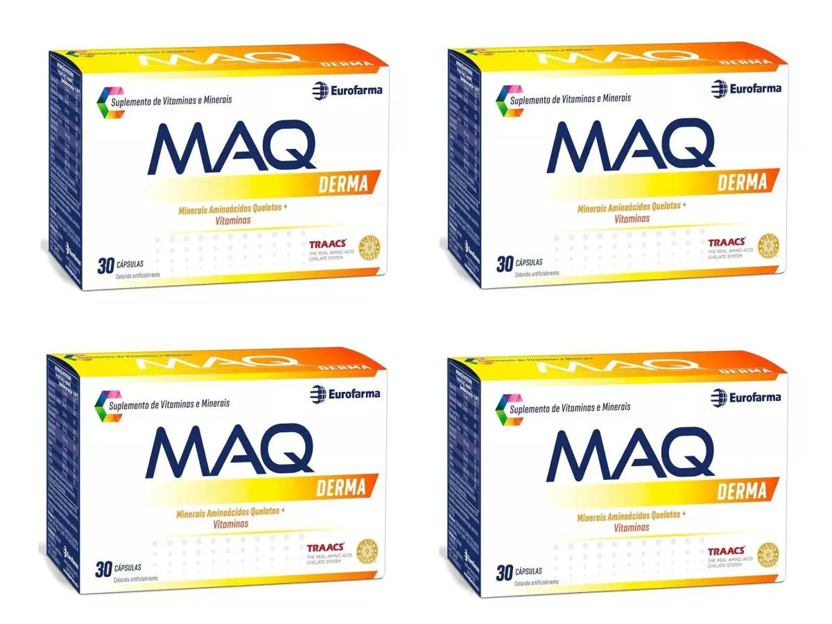 KIT 4 SUPLEMENTO MAQ DERMA VITAMINAS E MINERAIS PELE 30CPS