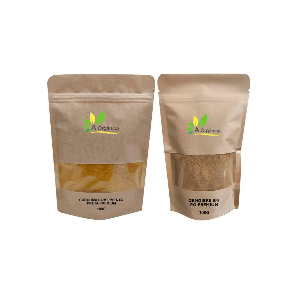 KIT : CúRCUMA COM PIMENTA PRETA 100G + GENGIBRE PREMIUM 100G