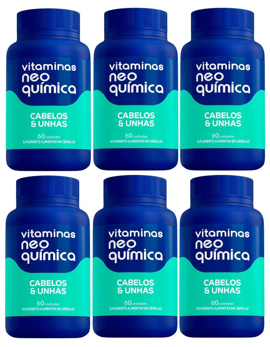 KIT 6 SUPLEMENTO CABELOS E UNHAS 60 CáPSULAS - NEO QUíMICA
