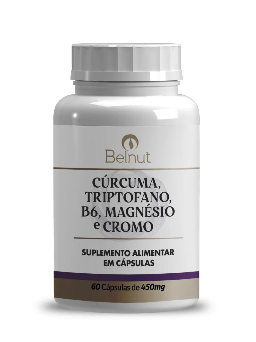 CURCUMA TRIPTOFANO B6 MAGNÉSIO E CROMO BELNUT 60 CAPS 450MG