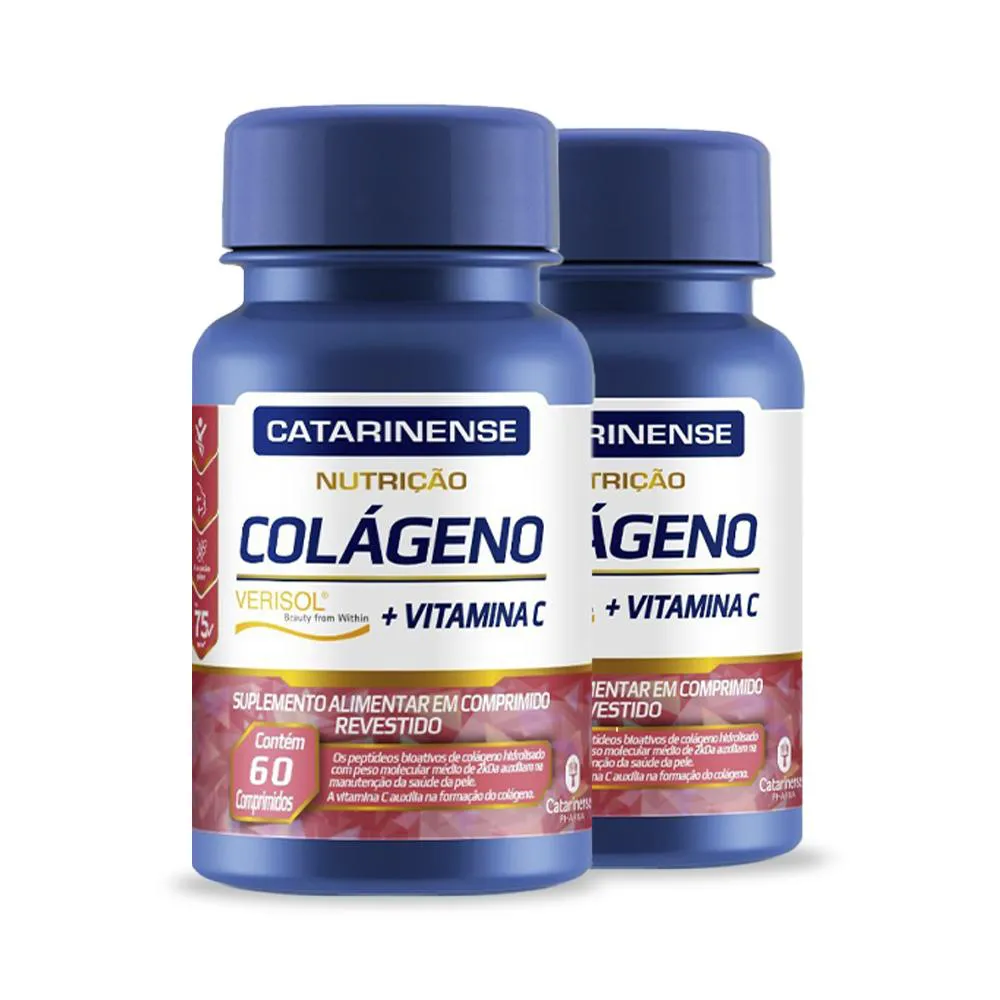 KIT 2 COLáGENO VERISOL + VITAMINA C CATARINENSE 60 CáPSULAS