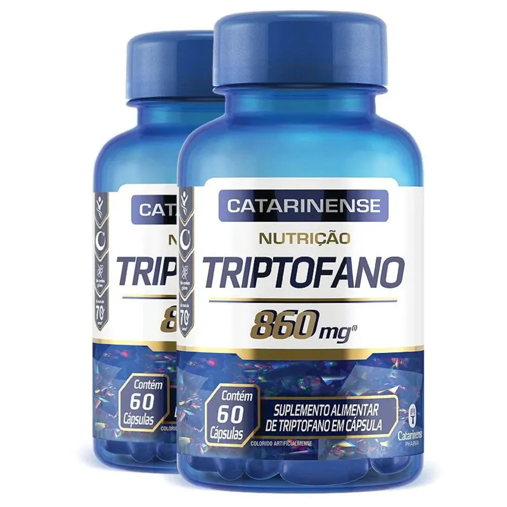 KIT 2 TRIPTOFANO 860MG CATARINENSE PHARMA 60 CáPSULAS