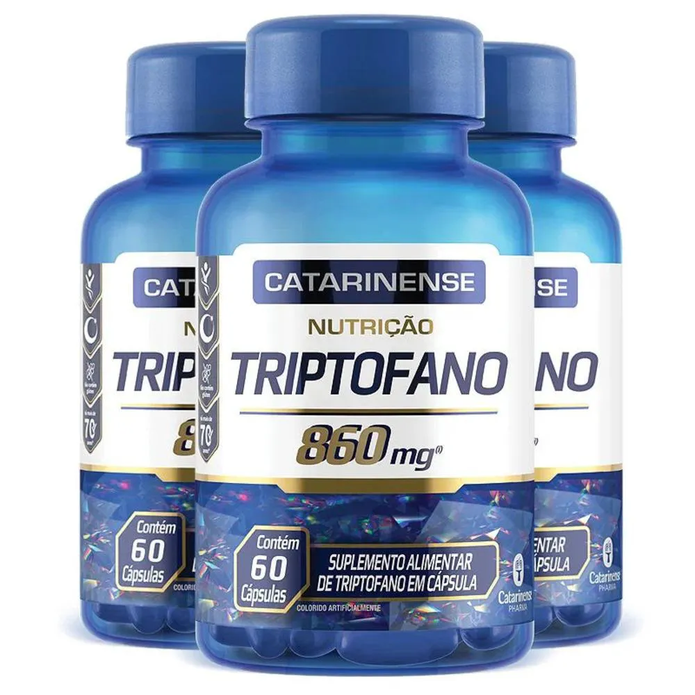 KIT 3 TRIPTOFANO 860MG CATARINENSE PHARMA 60 CáPSULAS