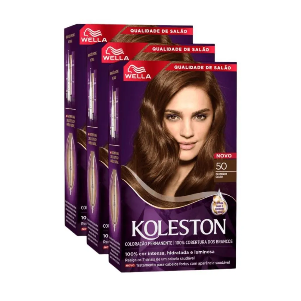 KIT TRIO KOLESTON COLR CASTANHO CLARO 50 55G