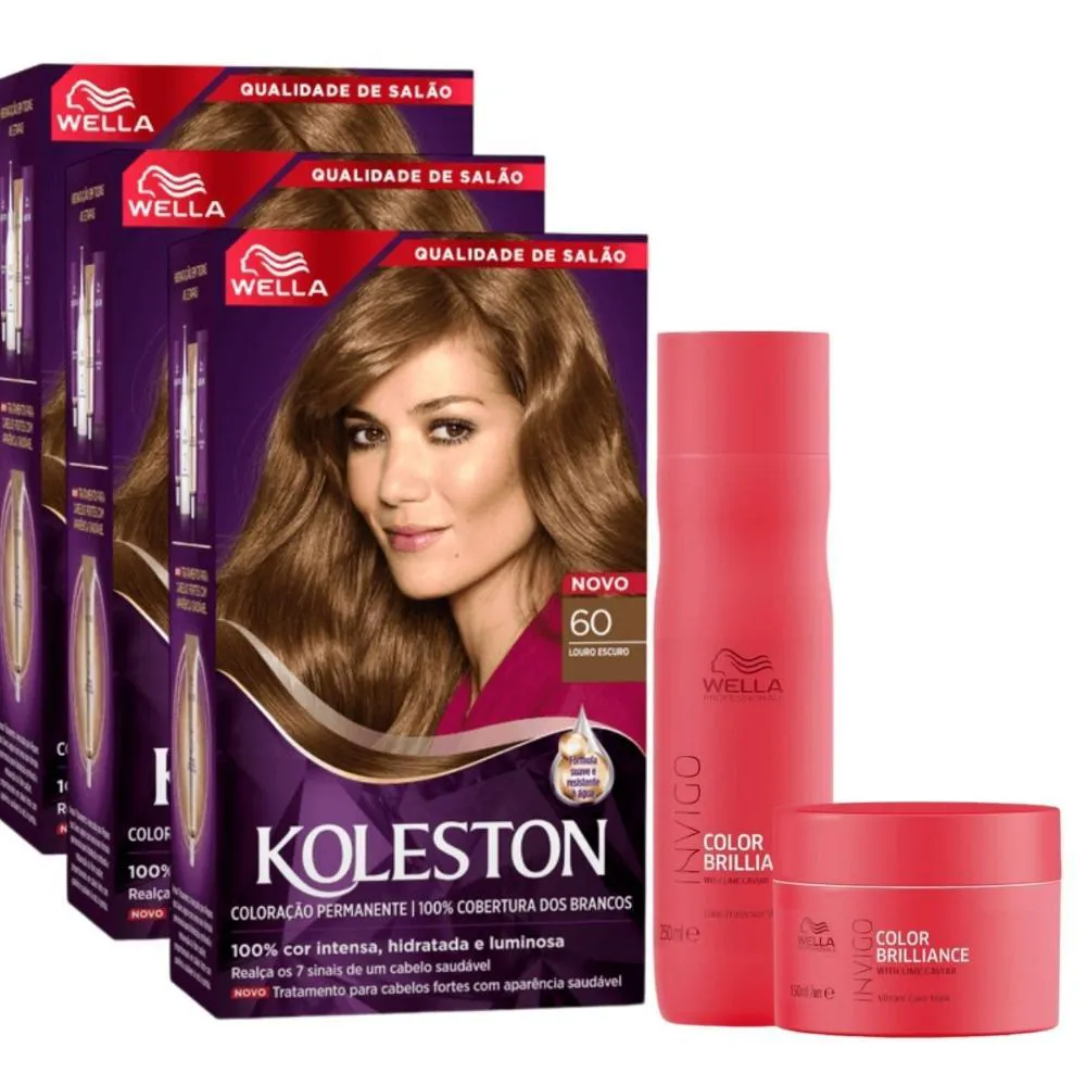 KIT TRIO KOLESTON COLR LOURO ESCURO 60 55G + TRATAMENTO