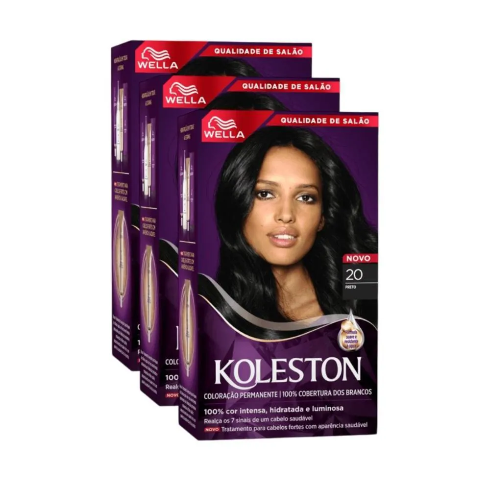 KIT TRIO KOLESTON COLR PRETO 20 55G