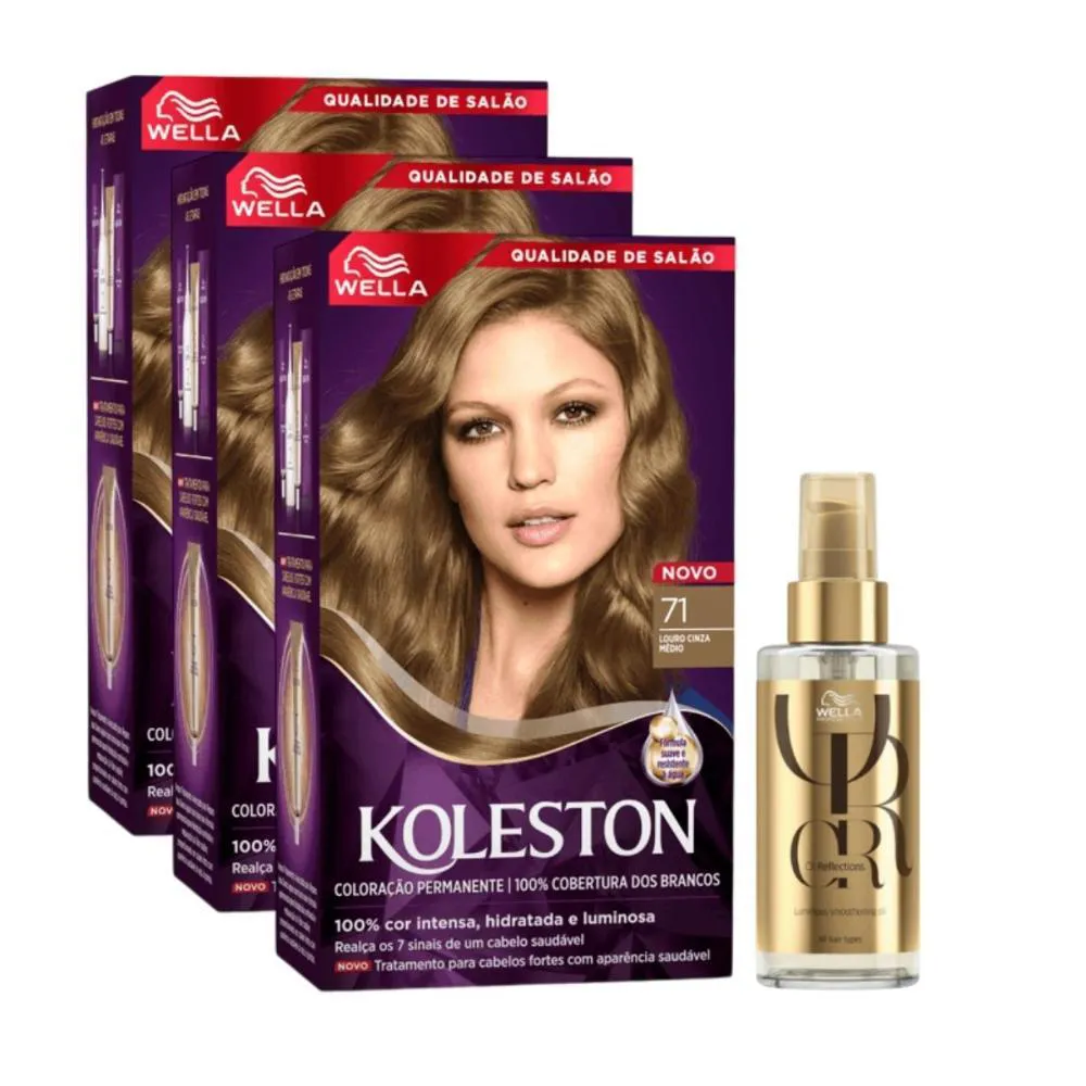 KIT TRIO KOLESTON COLR LOURO CZ MEDIO 71 55G + ÓLEO