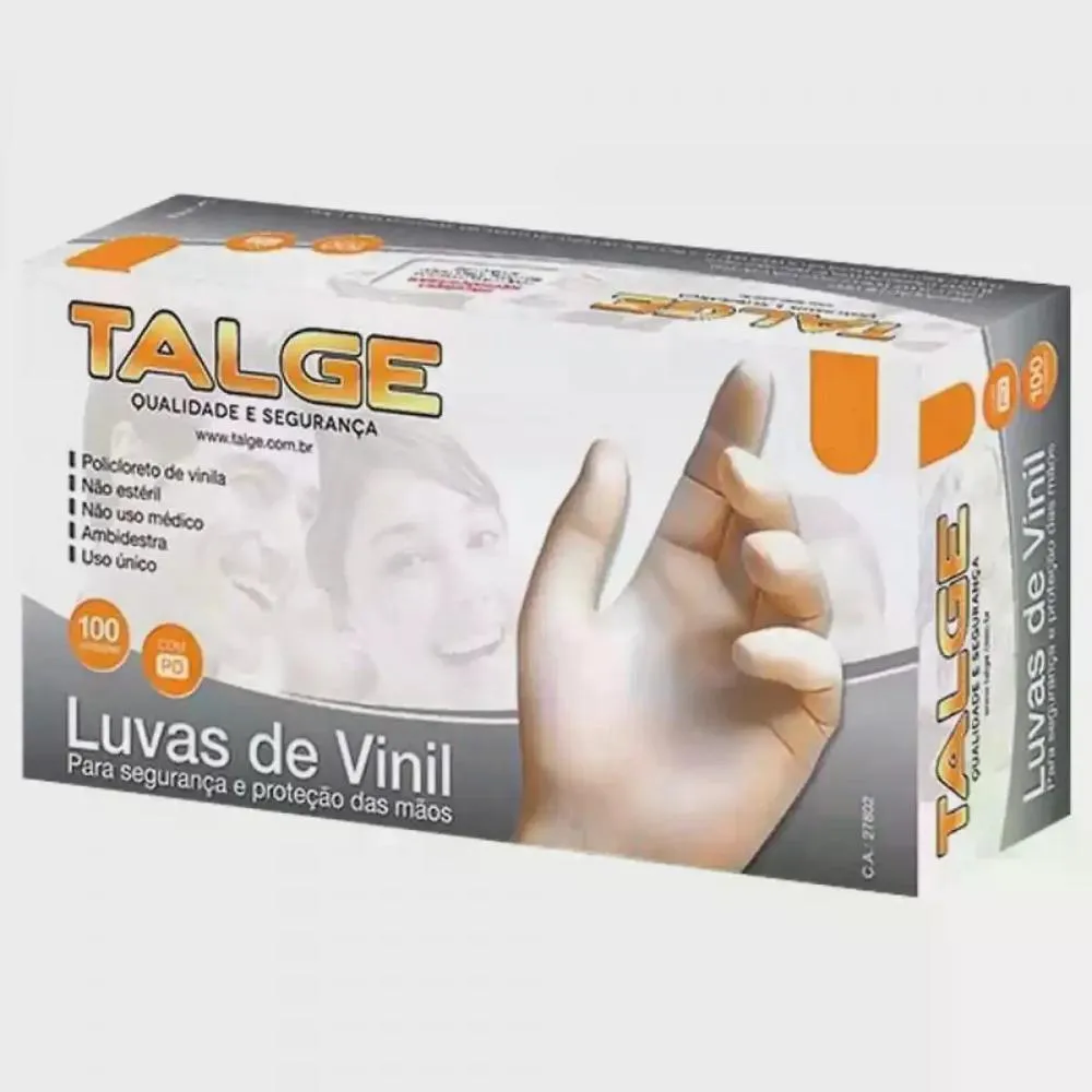 LUVA DE VINIL COM Pó  TALGE  M 100 UNIDADES