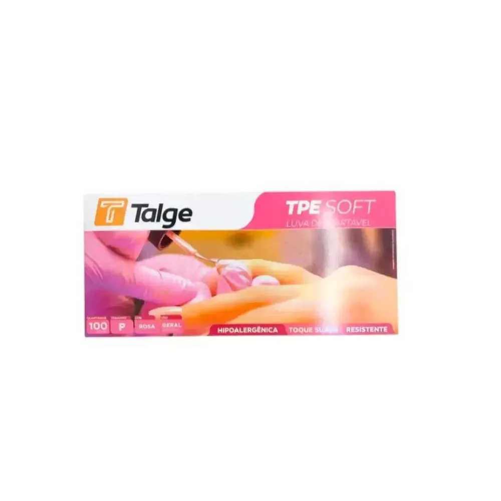 LUVA DESCARTáVEL TPE SOFT P ROSA TALGE