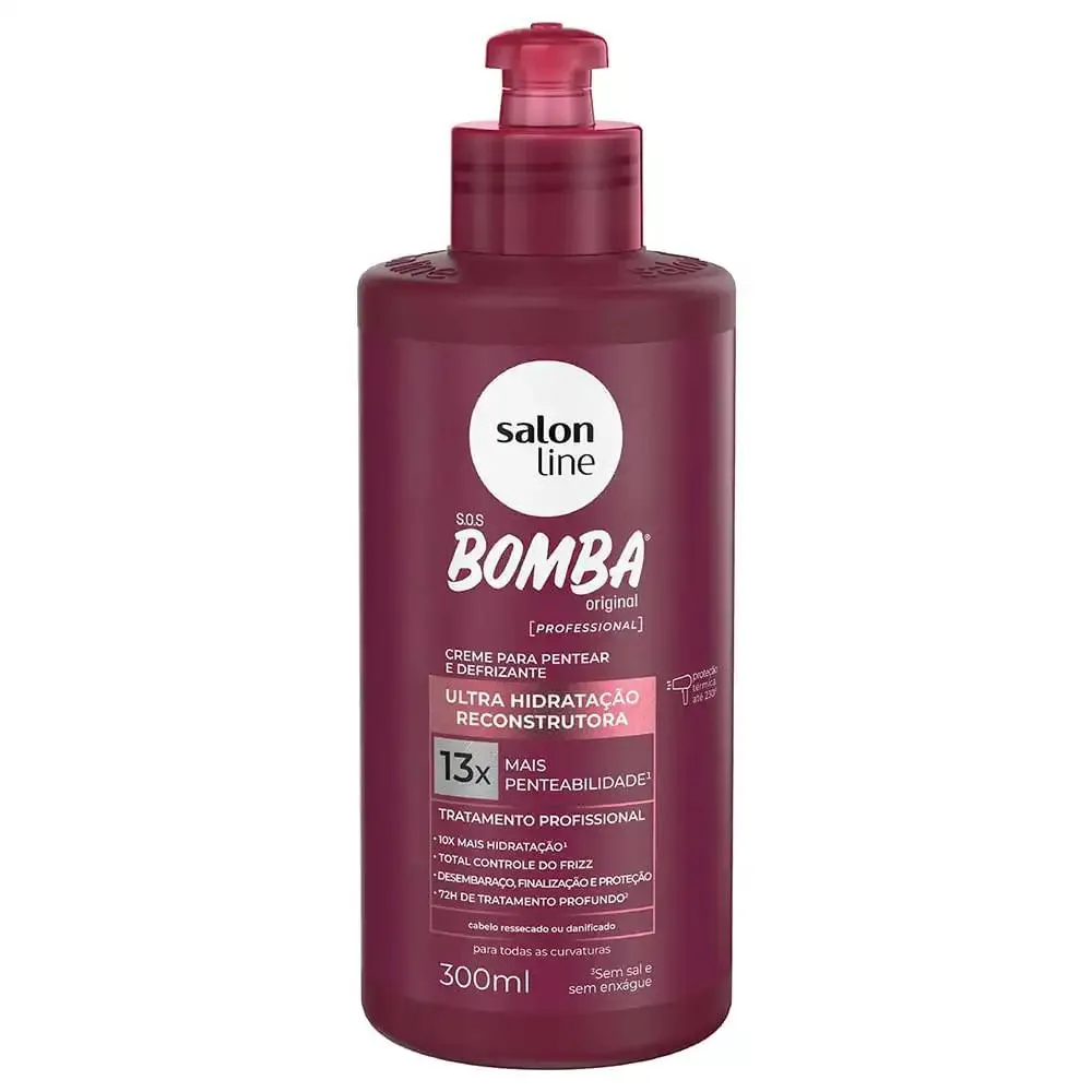 CREME DE PENTEAR SOS BOMBA ULTRA-HIDRATAçãO RECONSTRUTORA SALON LINE 3