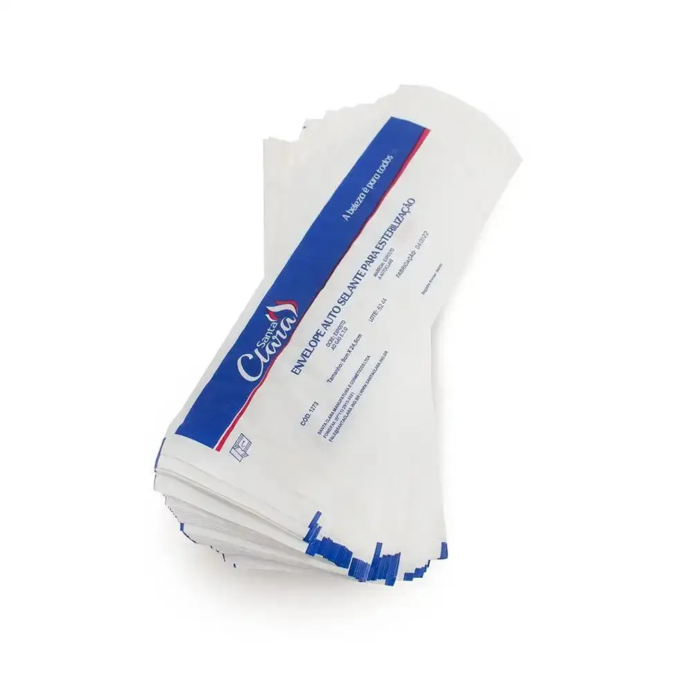 ENVELOPE ESTERILIZAçãO EM AUTOCLAVE 9X23CM COM 100 UNIDADES SANTA CLAR