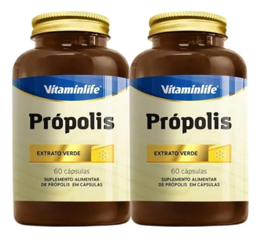 KIT 2 PROPOLIS EXTRATO VERDE 60 CAPSULAS VITAMINLIFE