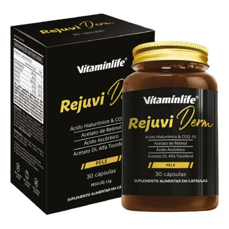 REJUVI DERM (ÁCIDO HIALURôNICO, COQ10, ACETATO DE RETINOL, ÁCIDO ASCóRBICO, ACETATO DE DL ALFA TOCOFEROL) - 30 CáPSULAS