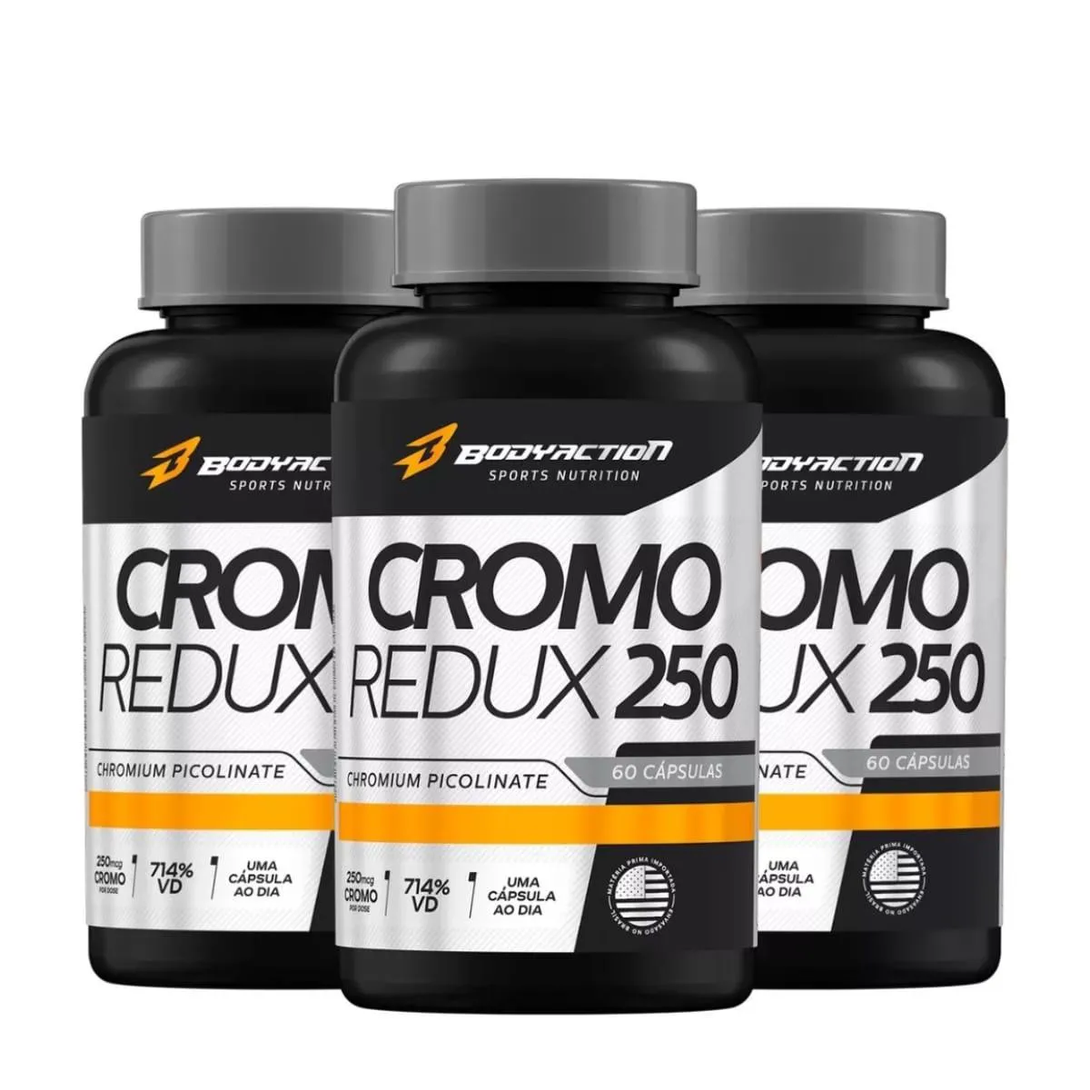KIT 3 PICOLINATO DE CROMO 250MG BODYACTION