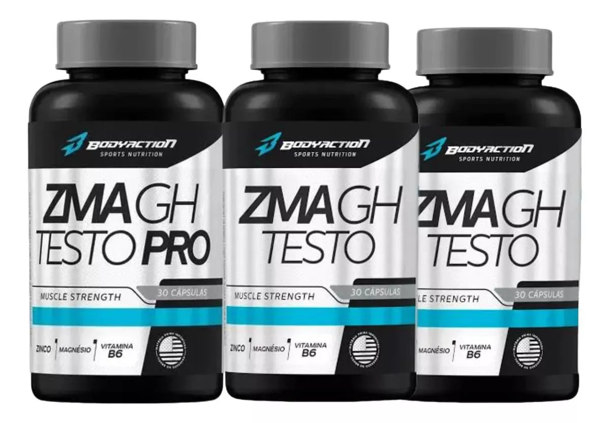 KIT 3 ZMA GH TESTO PRO 30 CAPSULAS