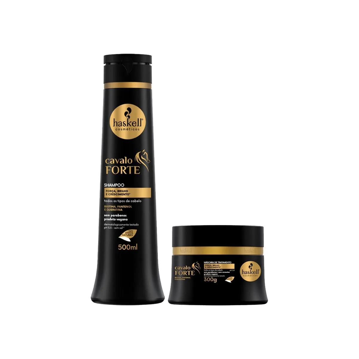 KIT SHAMPOO 500ML MáSCARA 300G CAVALO FORTE HASKELL