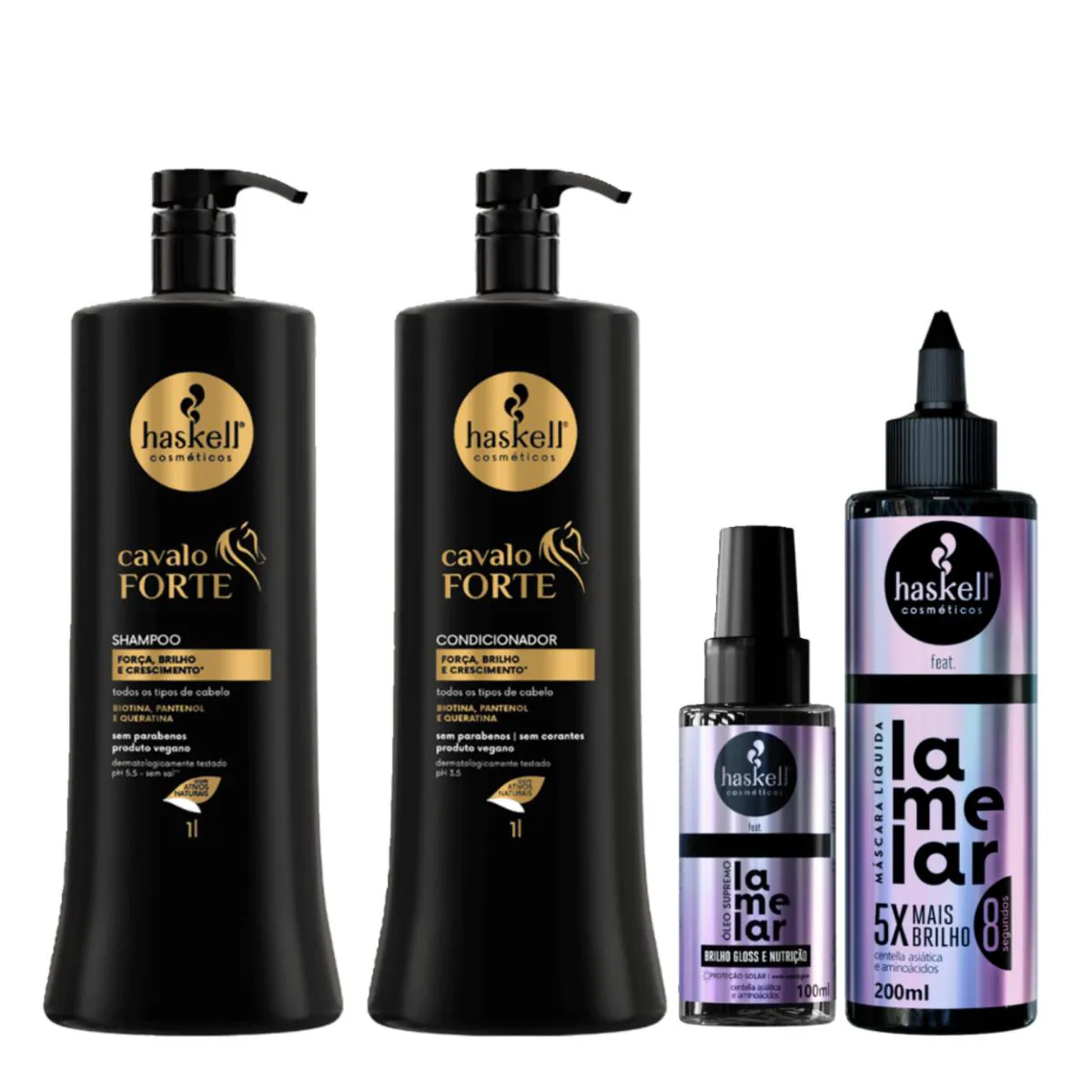 KIT SHAMP COND 1L CAVALO FORTE MáSCARA ÓLEO LAMELAR HASKELL