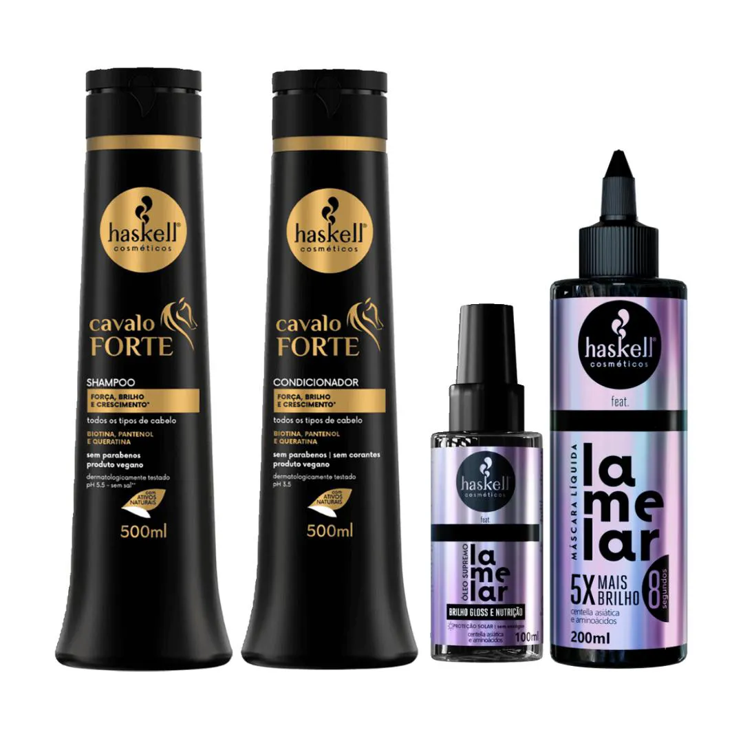KIT SHAMP COND 500 CAVALO FORTE MáSCARA ÓLEO LAMELAR HASKELL