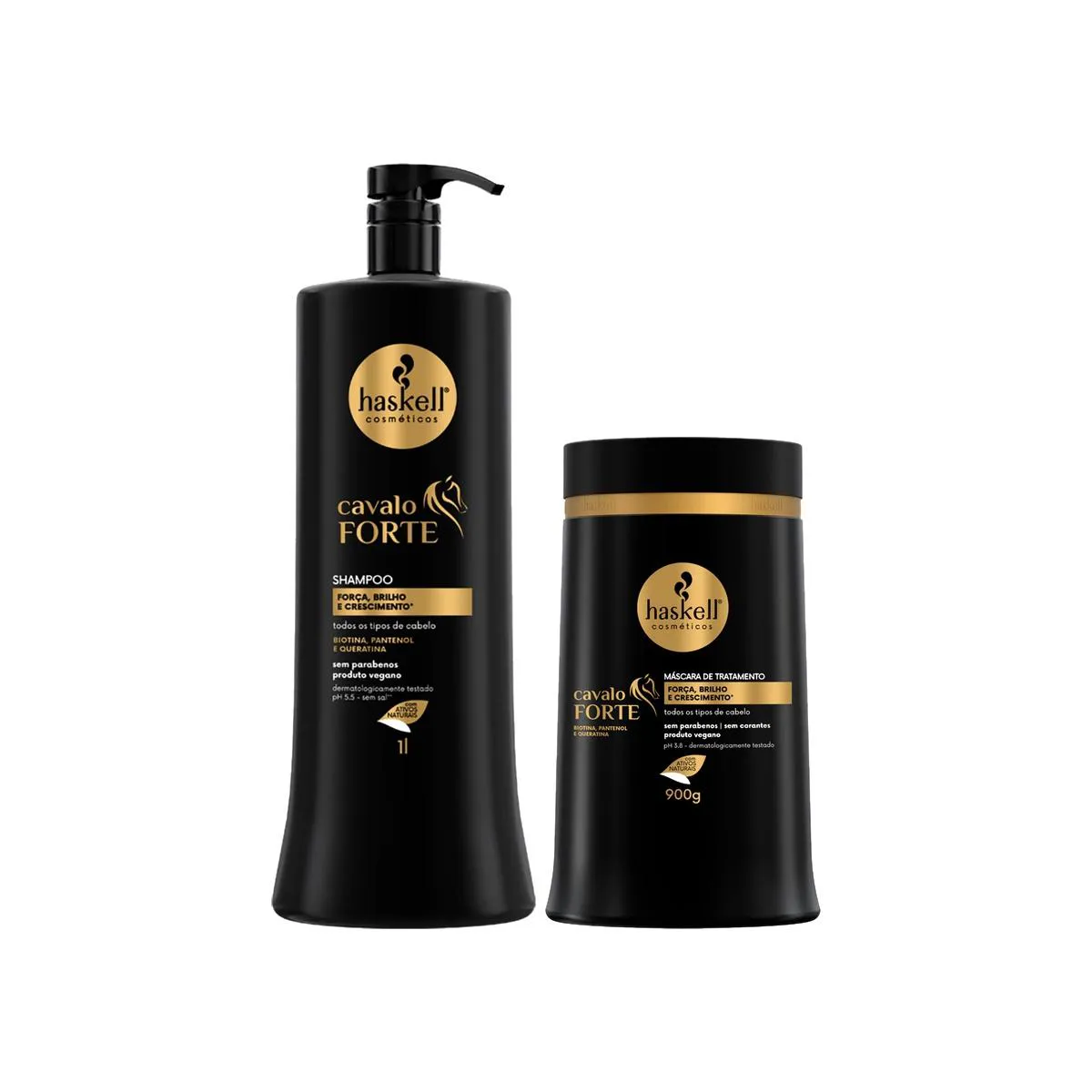KIT SHAMPOO 1L MáSCARA 900G CAVALO FORTE HASKELL