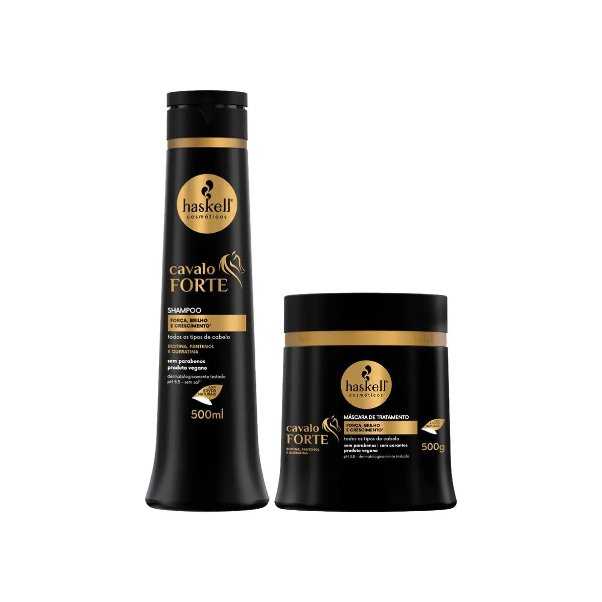 KIT SHAMPOO 500ML MáSCARA 500G CAVALO FORTE HASKELL