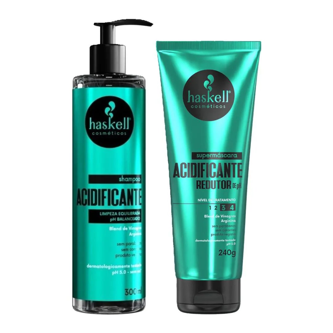 KIT SHAMPOO SUPERMáSCARA ACIDIFICANTE REDUTOR DE PH HASKELL