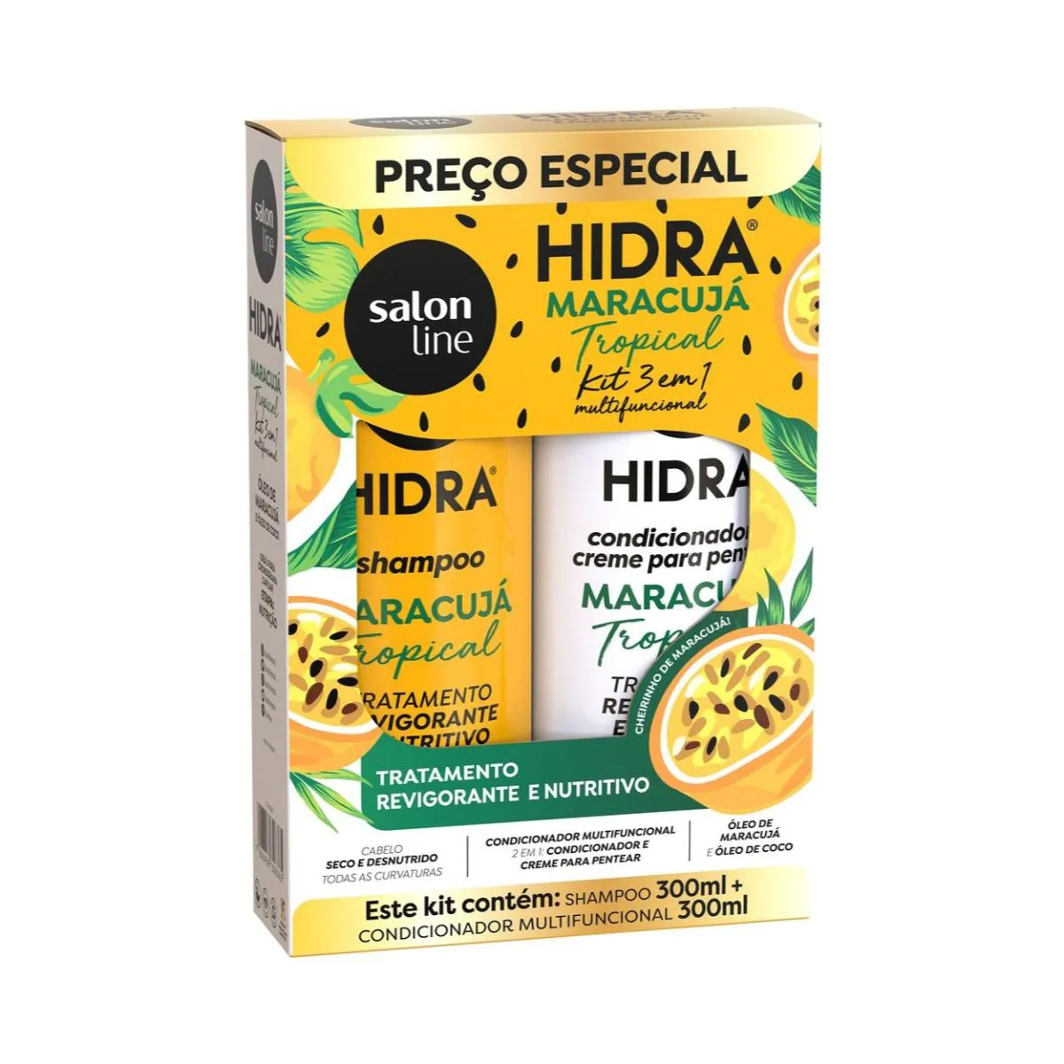 KIT SHAMPOO E CONDICIONADOR HIDRA MARACUJá NUTRE SALON LINE