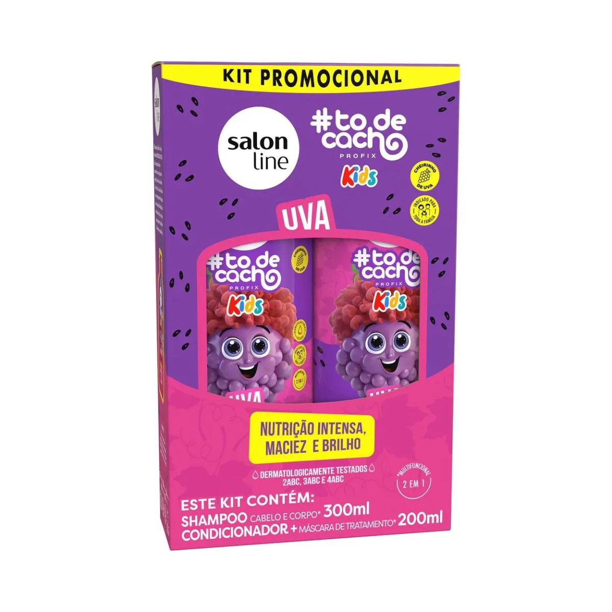 KIT SHAMPOO CONDICIONADOR UVA KIDS NUTRE HIDRATA SALON LINE