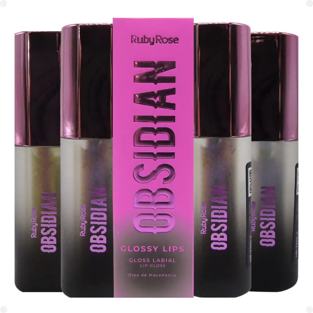 KIT GLOSS LABIAL RUBY ROSE OBSIDIAN GLOSSY LIPS COM 4