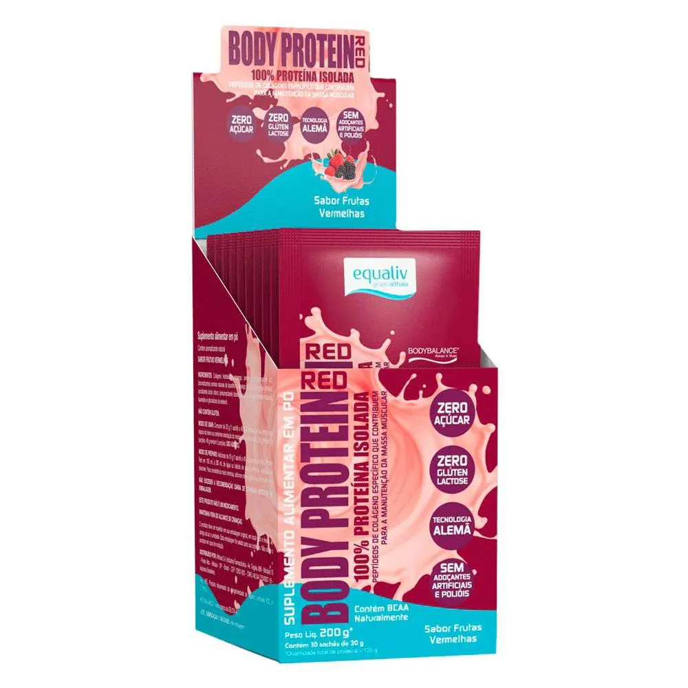 BODY PROTEIN RED EQUALIV PROTEíNA COLáGENO BCAA 10SACHêS 20G