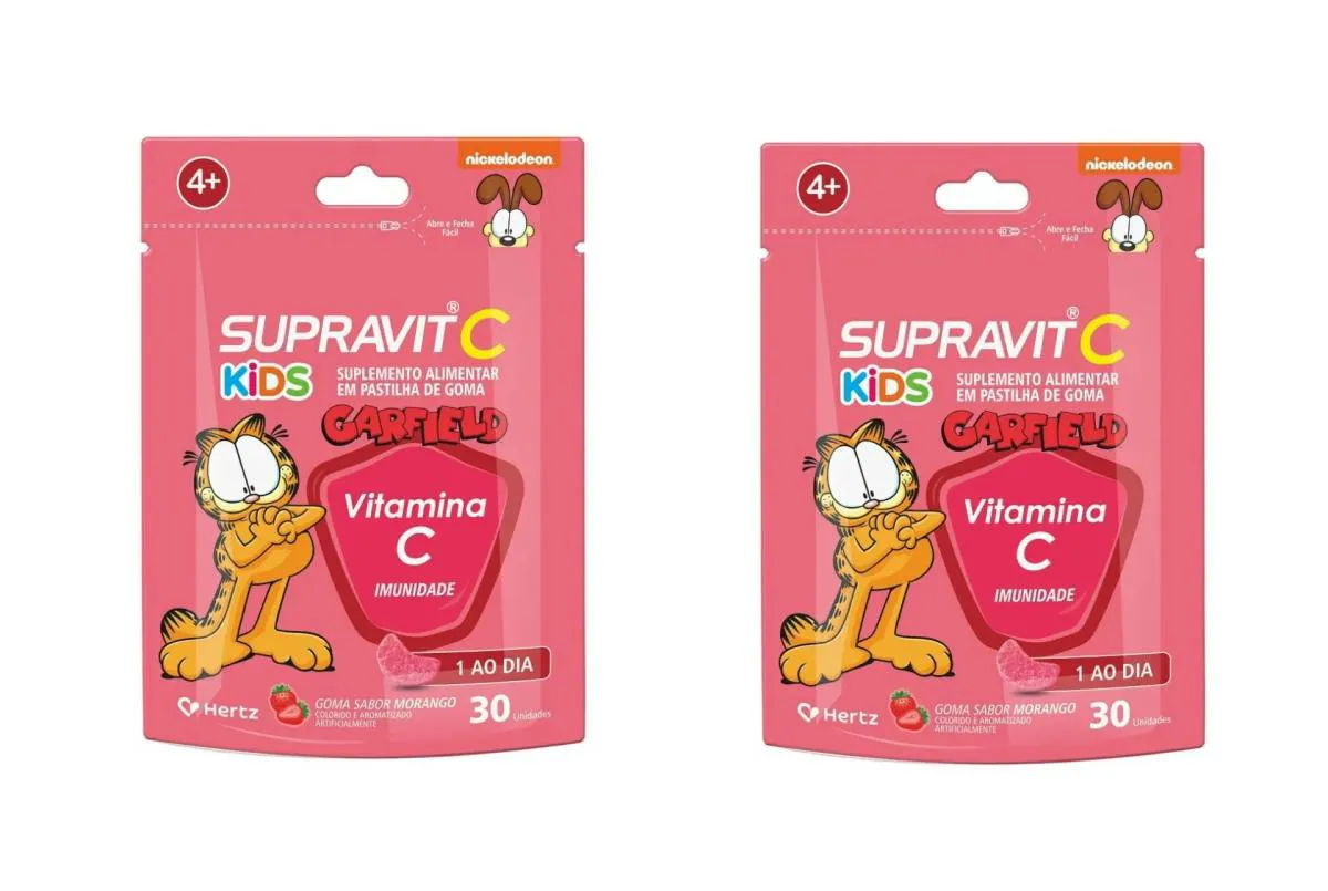KIT 2 SUPRAVIT C KIDS VITAMINA C IMUNIDADE MORANGO 30 GOMAS
