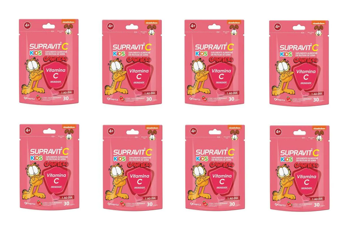 KIT 8 SUPRAVIT C KIDS VITAMINA C IMUNIDADE MORANGO 30 GOMAS