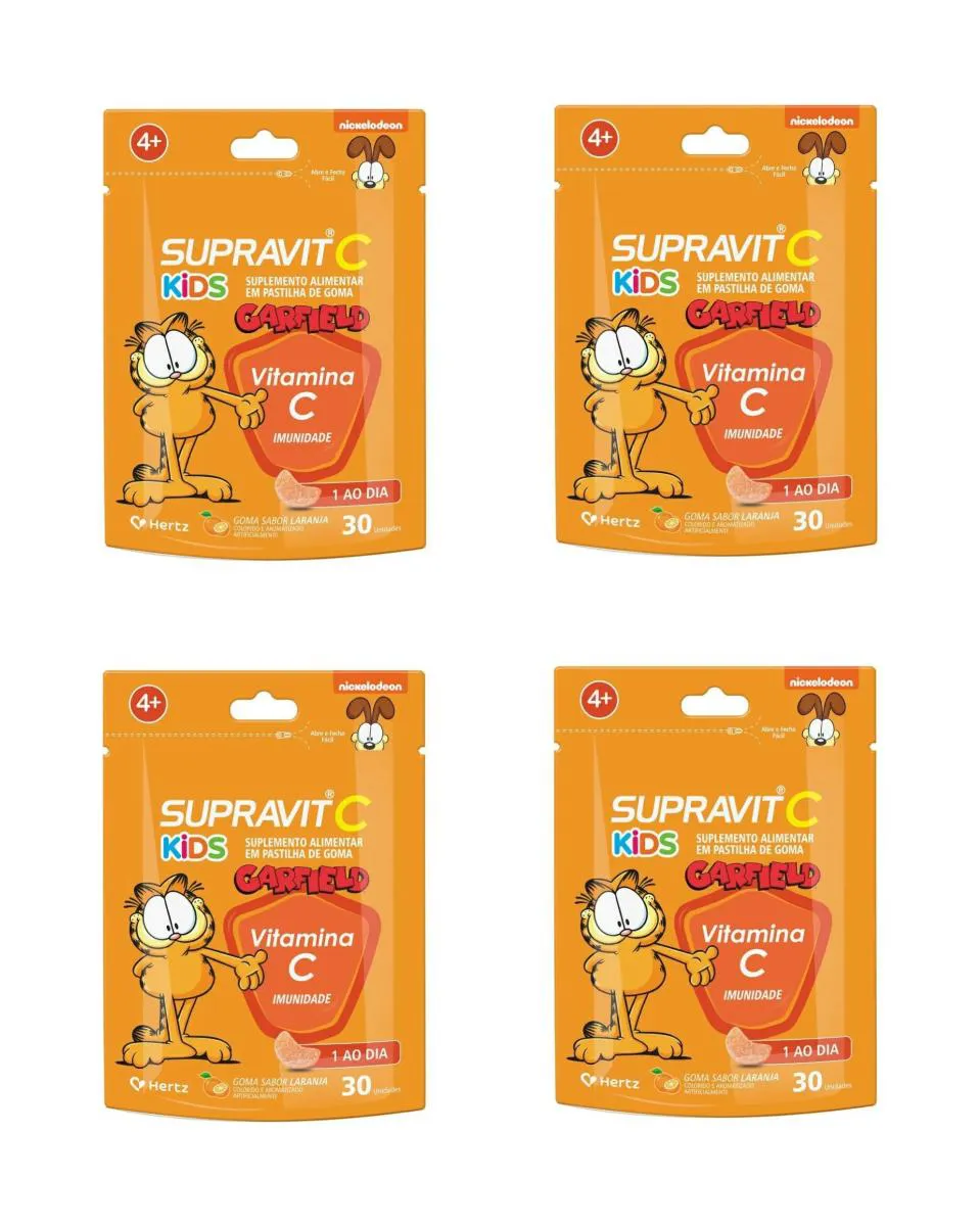 KIT 4 SUPRAVIT C KIDS VITAMINA C IMUNIDADE LARANJA 30 GOMAS