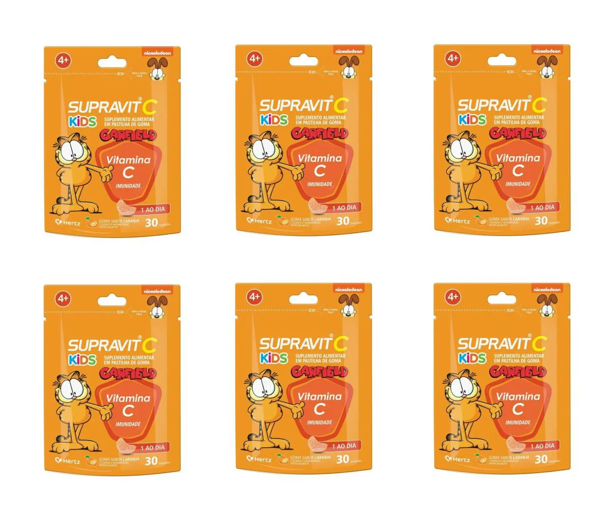 KIT 6 SUPRAVIT C KIDS VITAMINA C IMUNIDADE LARANJA 30 GOMAS