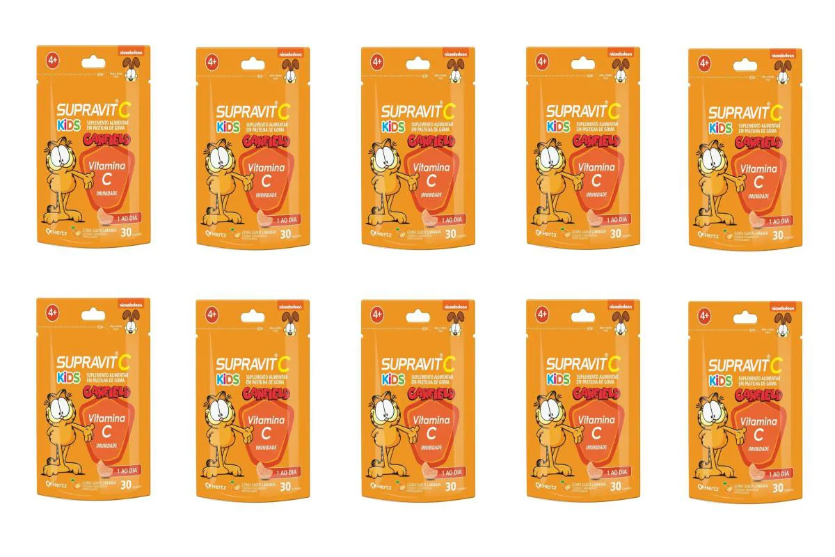 KIT 10 SUPRAVIT C KIDS VITAMINA C IMUNIDADE LARANJA 30 GOMAS