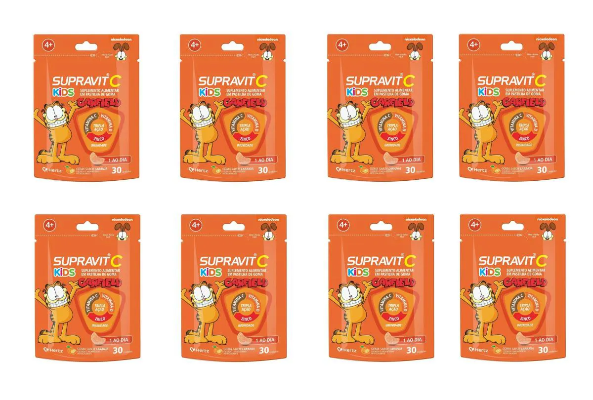KIT 8 SUPRAVIT C KIDS TRIPLA AçãO IMUNIDADE LARANJA 30 GOMAS