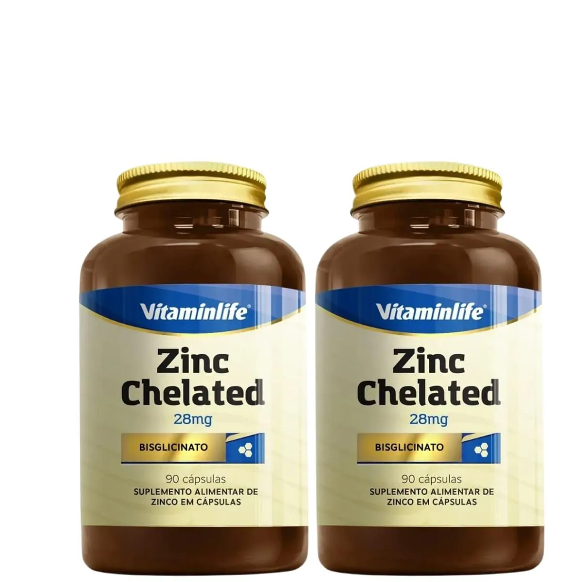 KIT 2 BISGLICINADO DE ZINCO 28MG 90 CAPSULAS VITAMINLIFE