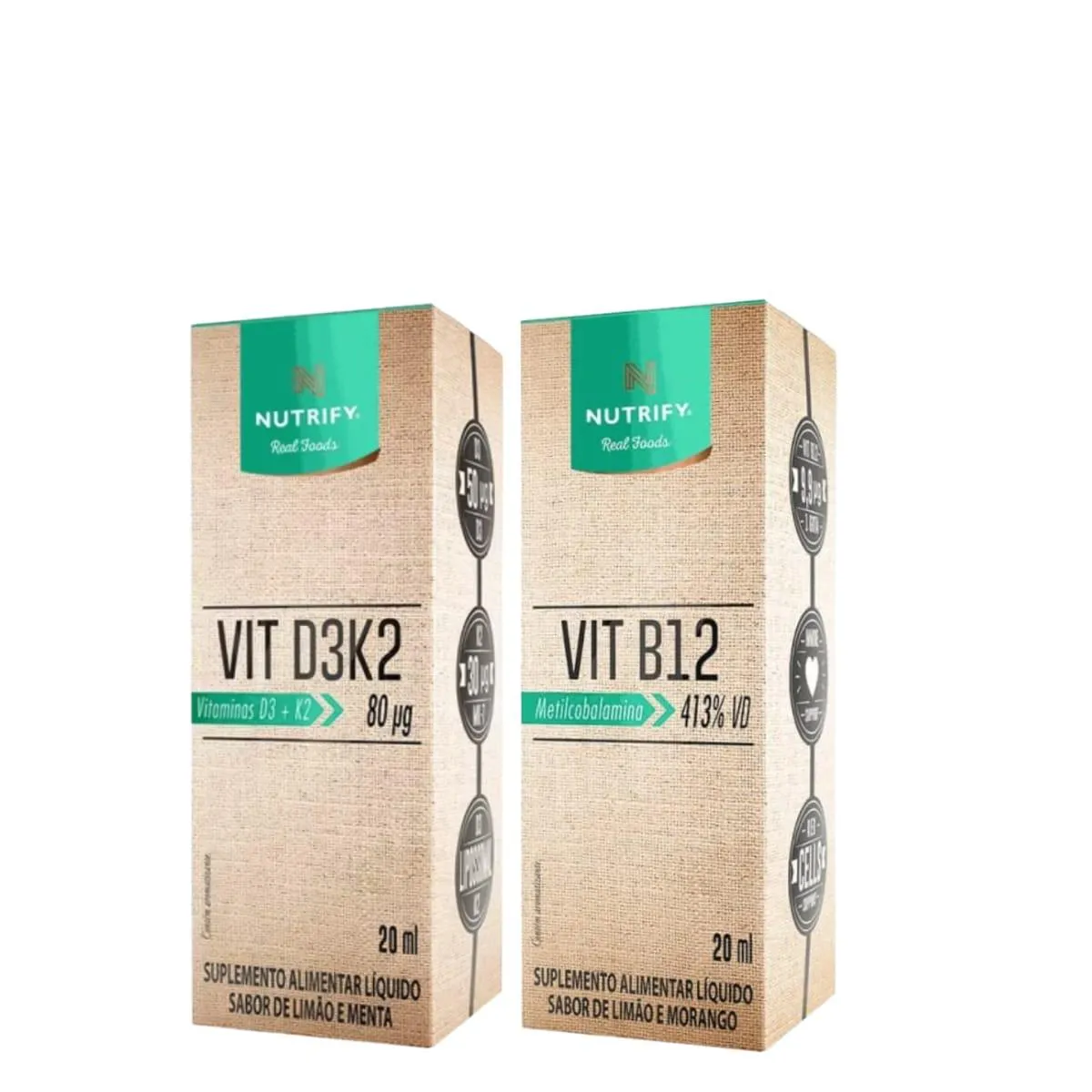 KIT  VIT B12 EM GOTAS E 1 VIT D3K2 ,20 ML  NUTRIFY