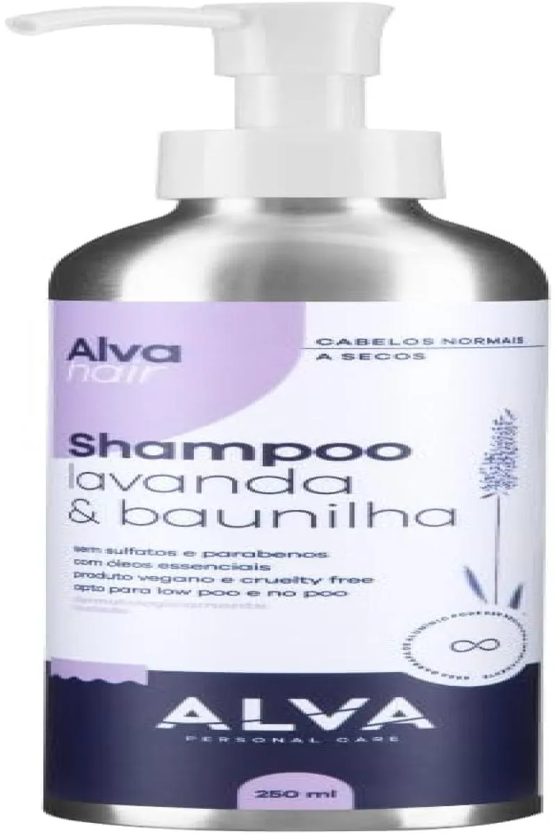 SHAMPOO C/ ÓLEOS ESSENCIAIS LAVANDA E BAUNILHA ALVA 250ML
